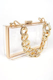 Crystal Chunky Chain Clear Box Clutch