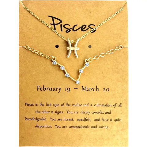 Gold Zodiac Necklace & Constellation Bracelet Duo