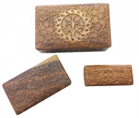 Dark Tree of Life Carved Wood Box