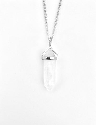 Clear Quartz Crystal Pendant Necklace
